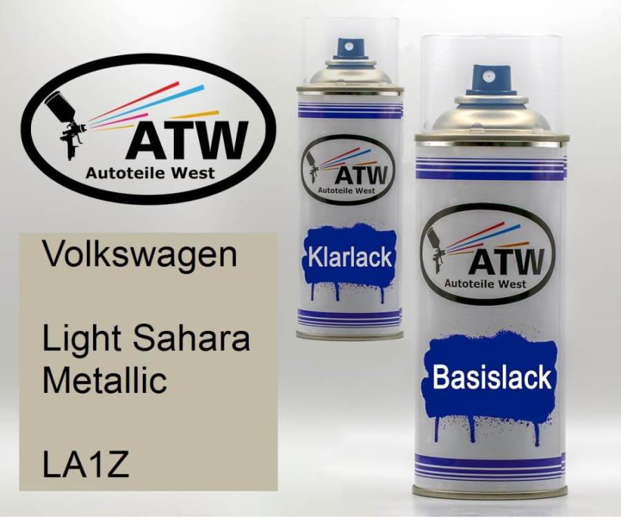 Volkswagen, Light Sahara Metallic, LA1Z: 400ml Sprühdose + 400ml Klarlack - Set, von ATW Autoteile West.